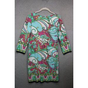 London Times 3/4 Sleeves Retro 60's-70's Mod Print Dress-Size 4-Boho